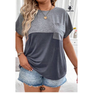 Women's SHEIN T-Shirt 4XL Gray & Dark Gray